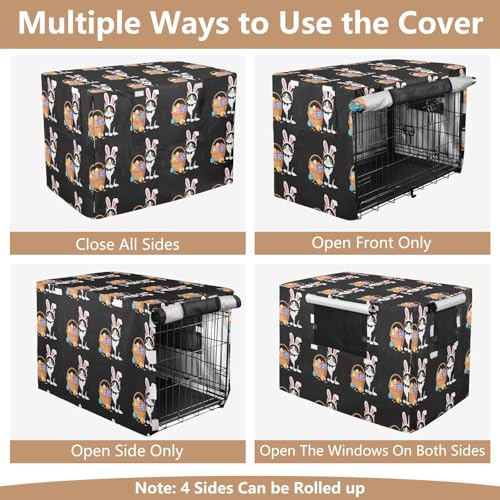 Housse de cage pour chien taille M avec double fermeture éclair noire