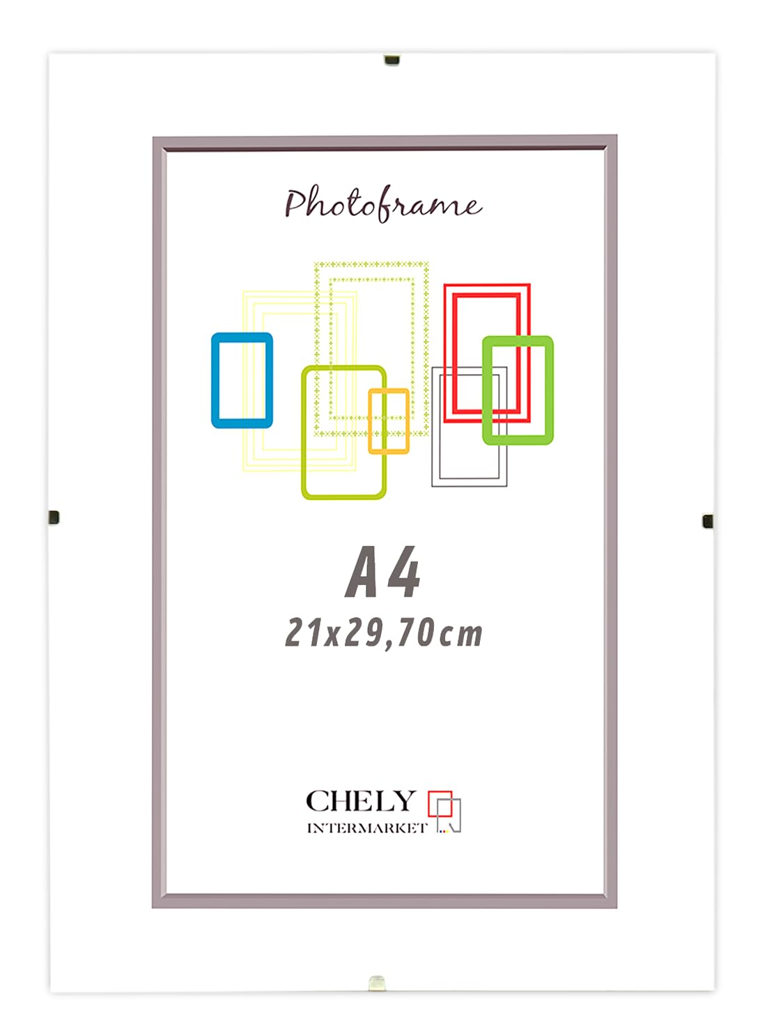CHELY INTERMARKET MOD300 Marco Portafoto Clip Metacrilato Sin Borde Moderno A4 Montaje Vertical Horizontal Decoración Posters Carteles Oficinas Galerías Color Transparente Incluye 1 Unidad