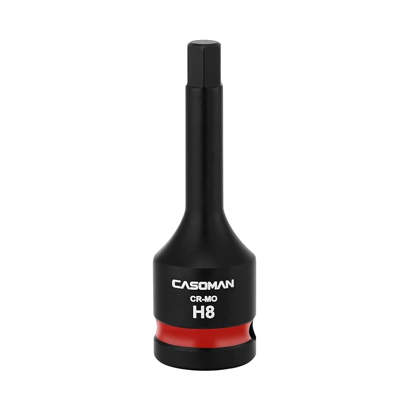 Soquete de Impacto com Ponta Hexagonal de 8 mm CASOMAN, Encaixe de 12,7 mm (1/2 pol.), 78 mm, Aço CR-MO CS550