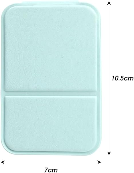 Espejo de maquillaje personal portátil de mano plegable de piel sintética de color sólido, simple, pequeño, compacto, bonito espejo de bolsillo, verde (7 x 10,5 cm) - 5