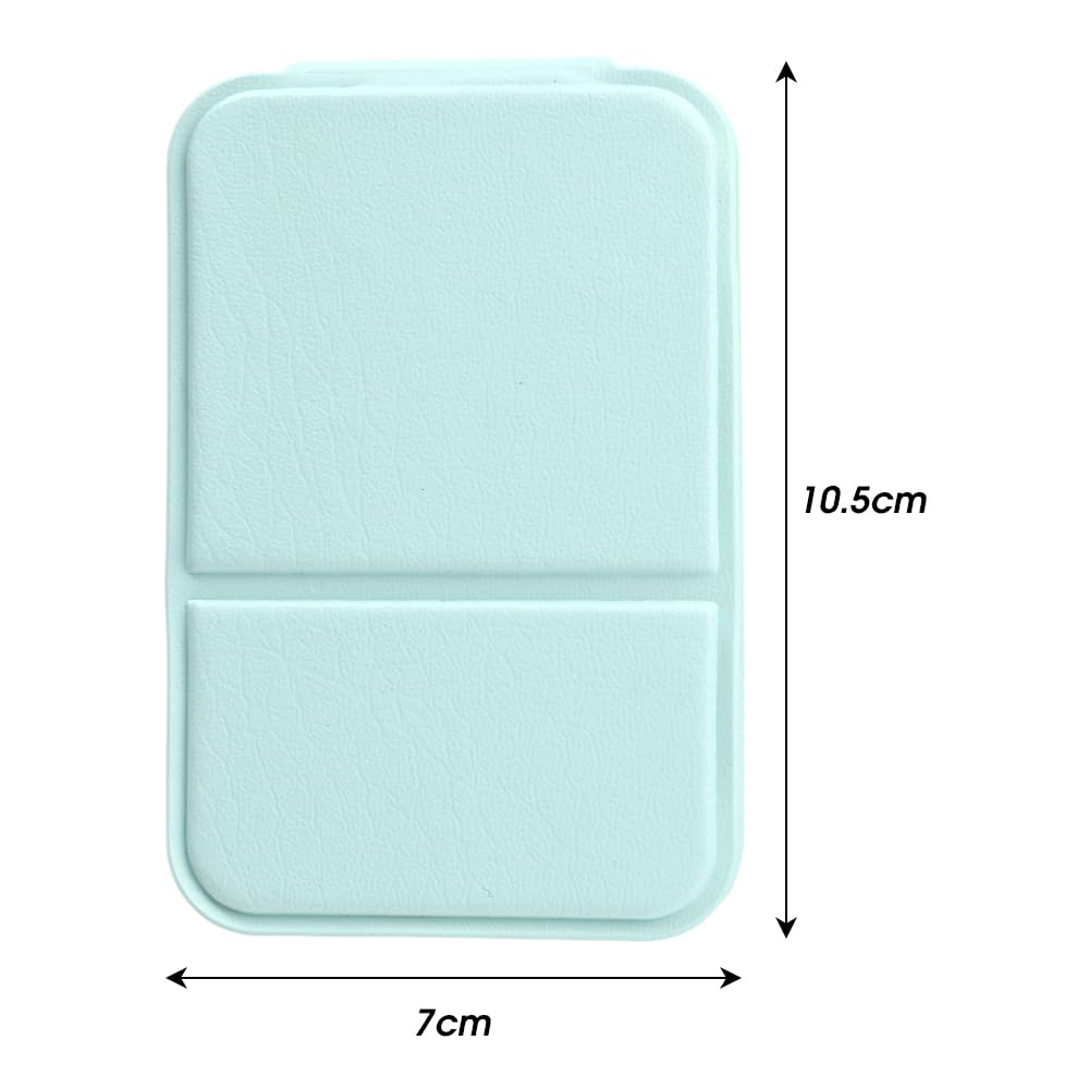 Espejo de maquillaje personal portátil de mano plegable de piel sintética de color sólido, simple, pequeño, compacto, bonito espejo de bolsillo, verde (7 x 10,5 cm) — view 5