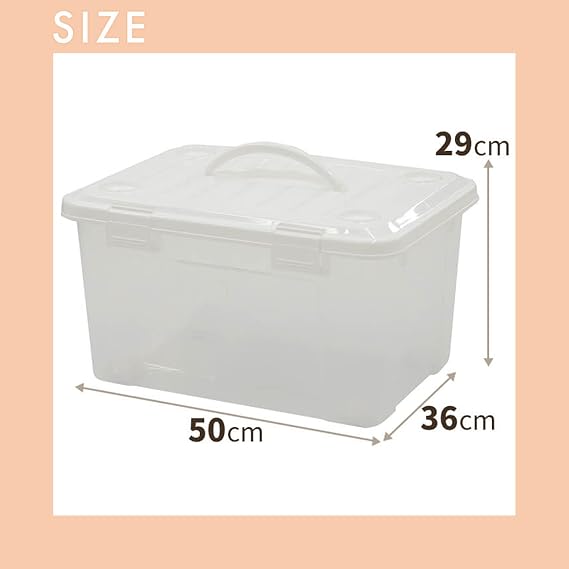 Tenma Storage Case with Handle for Easy Carrying, Free Box 35 with Handle, Storage Box with Casters for Easy Moving, Plastic Case Width 19.7 x Depth 14.2 x Height 11.4 inches 50 x 36 x 29 cm