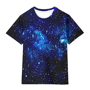 Asylvain Boys Girls Shirts Short Sleeve 3D Print Funny Colorful Tee Shirts for Kids Size 6-16