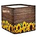 Cubo portaoggetti in legno di girasole vintage con fiori gialli e fiori floreali pieghevoli cestino portaoggetti portaoggetti portaoggetti con manici per scuola materna casa ufficio vestiti giocattoli