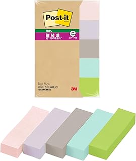 3M ポストイット 付箋 強粘着 細い 小さい 再生紙 パステルカラー 50×15mm 90枚×5パッド 700SS-AP2 エコマーク認定商品 グリーン購入法適合