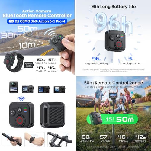 Image of Yantralay Bluetooth Remote Control for D JI OS MO 360 & Action 6 /5 Pro /4 | 50m Wireless Shooting Controller with Wrist Strap for Action Cameras | D JI Accessories