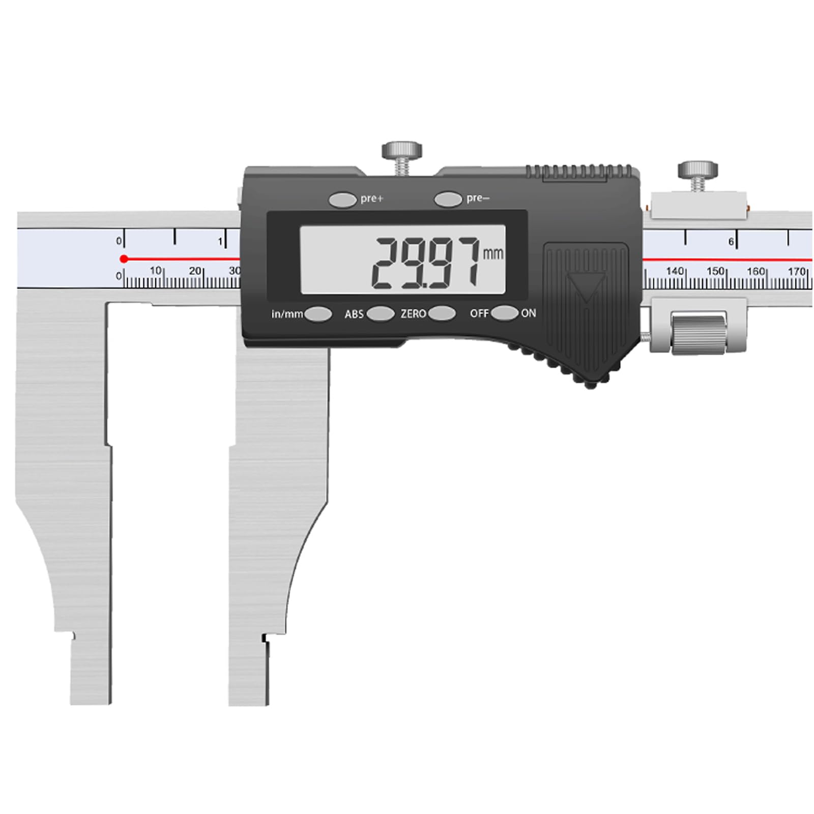 12 Inch Digital Caliper Large Jaw Long Jaw Caliper with 4 Inch Jaw Depth Calipers Heavy Duty Measuring Tool, Large LCD Screen, Inch/mm, 0.0005