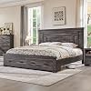 RedLemon Farmhouse Queen Size Bed Frame w 54 Tall Geometric Headboard Rustic Wood Platform Bed w 2 Large Storage Drawers Wood Slats Support Noise Free No Box Spring Needed Dark Rustic Oak