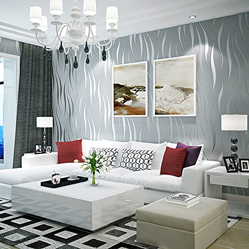 Q Qihang 1.73' W X 32.8'L Wavy Stripes Modern Minimalist European Style Bedroom Tv Background Non-Woven Non-Pasted Wallpaper (Gray) #TOP1