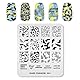 Alexnailart Nagel Stamping Platten Bild Vorlage Camouflage Muster Kuh Textur Grafiken Alphabet Muster Design Stampfer DIY Druck Maniküre Nail Art Schablone Werkzeuge