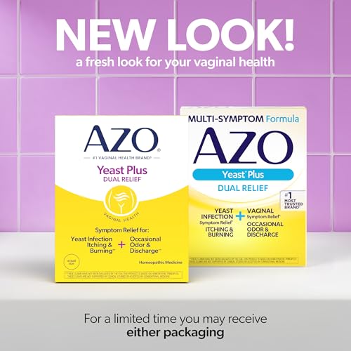 Image of AZO Yeast Plus Dual Yeast Infection Pills Symptom Relief for Women, 60 Count (Pack of 24)