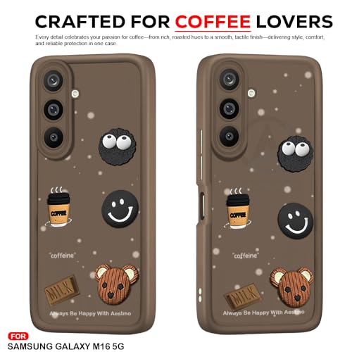 Image of AESTMO Back Case Cover for Samsung Galaxy M16 / F16 5G | Cute Fun Cartoon 3D Ball | Coffee Silicone Case | Full Body Protection | Camera Protection Back Cover for Samsung Galaxy M16 / F16 5G (Brown)