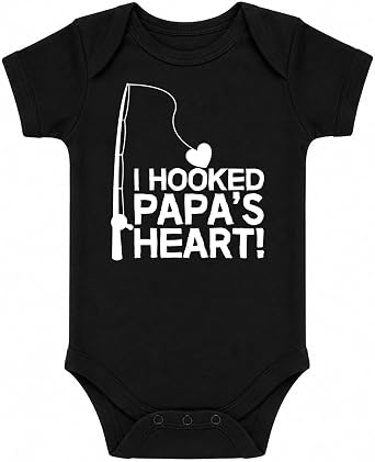 CBTwear I Hooked Papas Heart Funny Infant outfit Baby Bodysuit