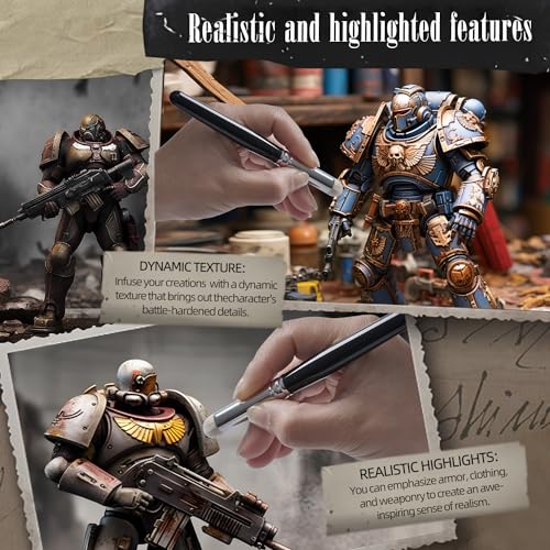Image of Dry Brush Miniature Painting Drybrush Set - 6PC Professional Miniature Paint Brushes for Warhammer 40k, DND Miniatures, Citadel, Scale Model, Enamel & Fantasy Figurines Painting（Black）