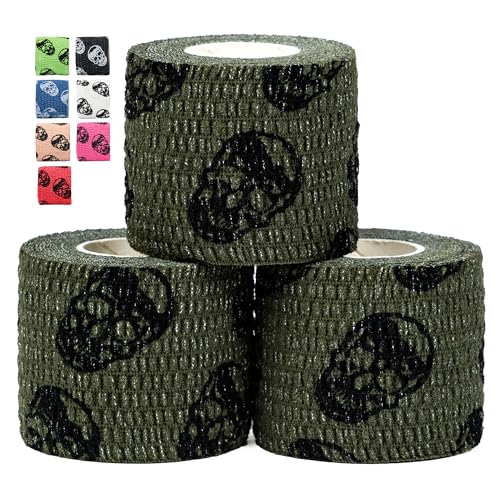 Gymreapers Hook Grip Weightlifting Tape (3 Pack) Premium Adhesive Thumb Skull Tape for Finger Protection, Powerlifting, Exercise & Cross Training - Athletic Sweat Proof Tape