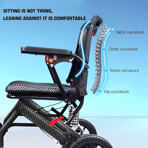 Silla de ruedas de transporte, diseño plegable ultraligero con freno de mano y mango telescópico para un fácil viaje