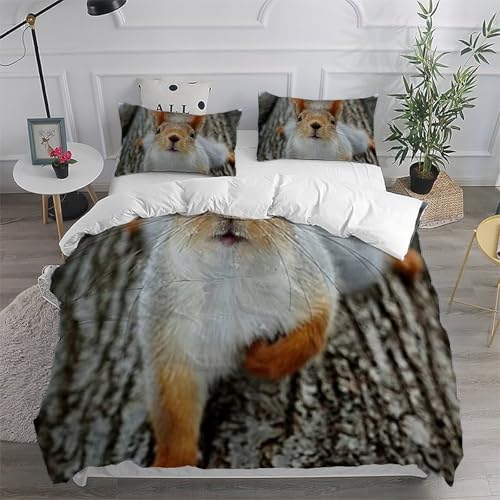 Housse de couette écureuil 220x240 cm en microfibre imprimée 3D