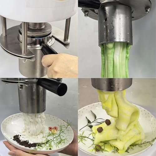 ZEEKYFOR Eiscreme- und Softeismaschine, kommerzielle Spaghetti-Eispresse mit 4 Formformen, elektrische Eisnudelmaschine für Dessertladen und Zuhause White – Bild 6