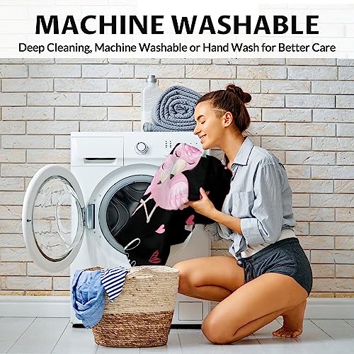 Flamingo Blanket Gifts - 60x80 Inches Cute Throw for Women & Girls - Black Soft Fuzzy Blankets for Bed, Couch & Living Room