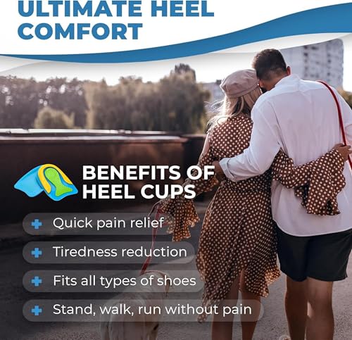 Image of VONT Heel Pads For Heel Pain Relief Heel Insole For Extra Cushioning Comfort Slim Designed Heel Cushions For Shock Absorption Plantar Fasciitis Support (Colour: Blue /Yellow, free)