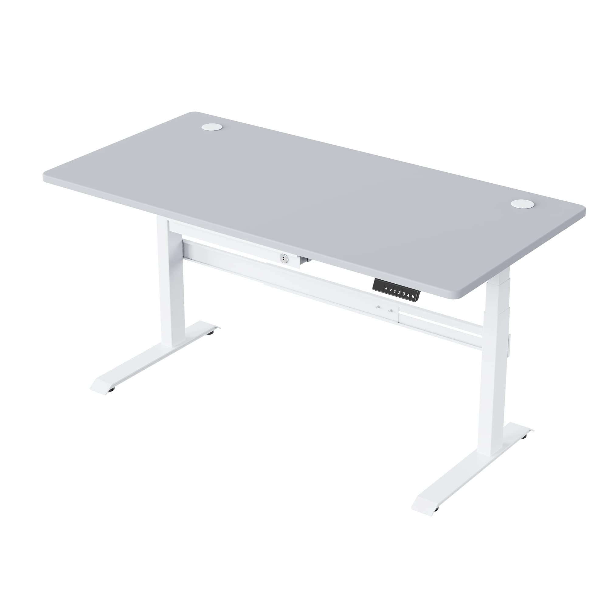 ES1 PRO - Schreibtischgestell höhenverstellbar elektrisch 3-Fach Teleskop mit 2 Motoren/Memory Funktion/Kollisionsschutz und Soft-Start/Stop 140kg belastbar Stabil leise(White)