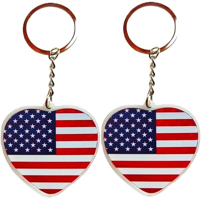 JAVDUSA Flag Keychain US Key Ring (2 Pack)
