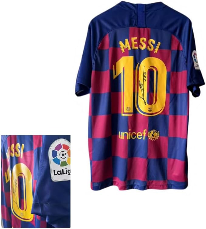 [XinShang] 19-20 バルセロナ メッシ レトロ ホーム サッカー ジャージ 背番号 10 背中 サイン プリント ユニ