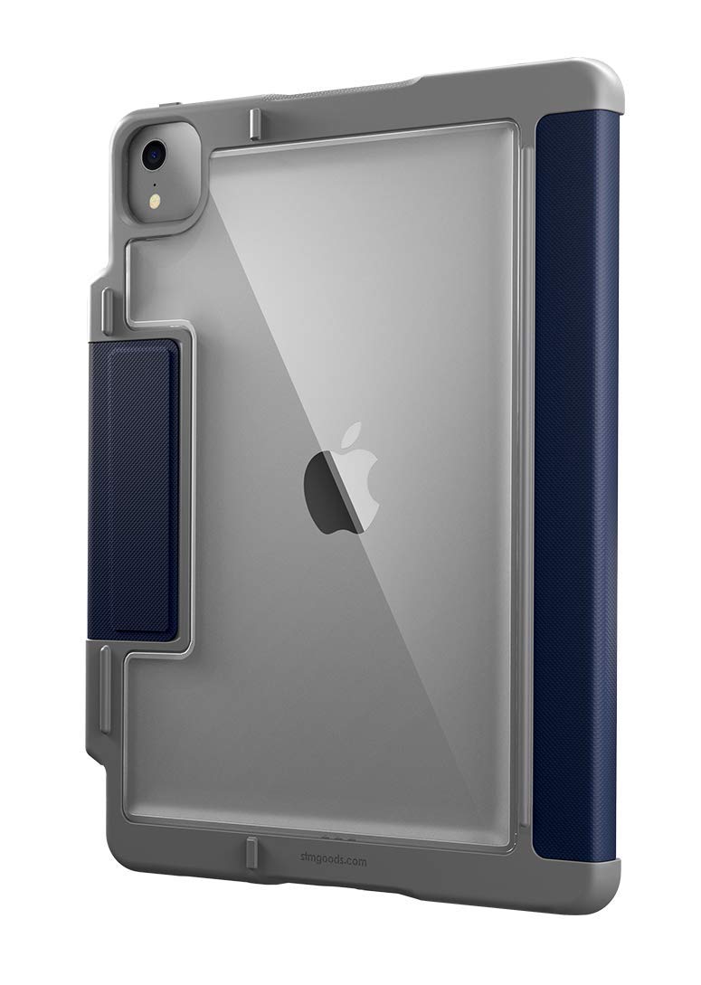 STM Bags Dux Plus Case - Custodia a libro per Apple iPad Air 10,9" (2020), colore: Blu/Trasparente [Supporto per Apple Pencil I Militare Standard I Impermeabile I Cavalletto I Wake/Sleep]