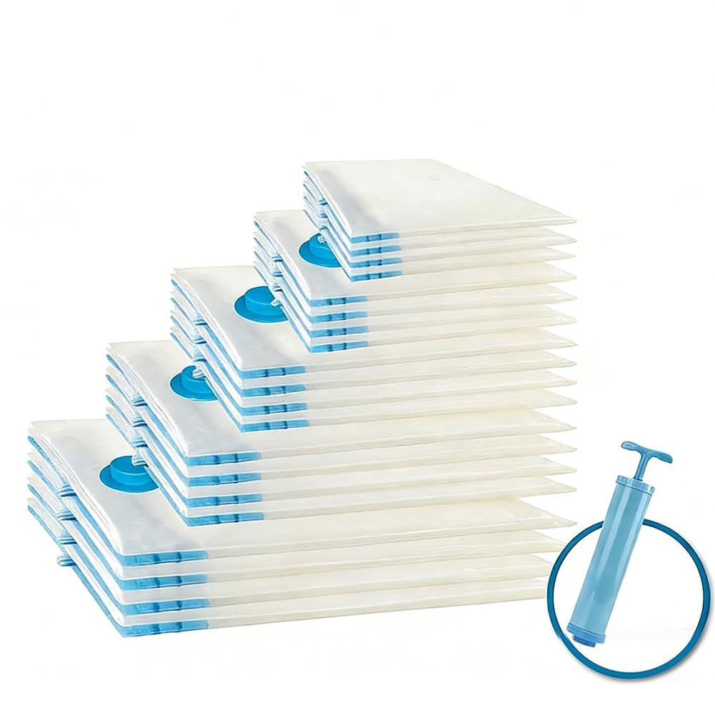 UDSKNV[KSL Vacuum Storage Bags 20-Pack Space-Saving Compression Bags(4 Jumbo/4 Large/4 Medium/4 Small/4 Roll) with Hand Pump Saver