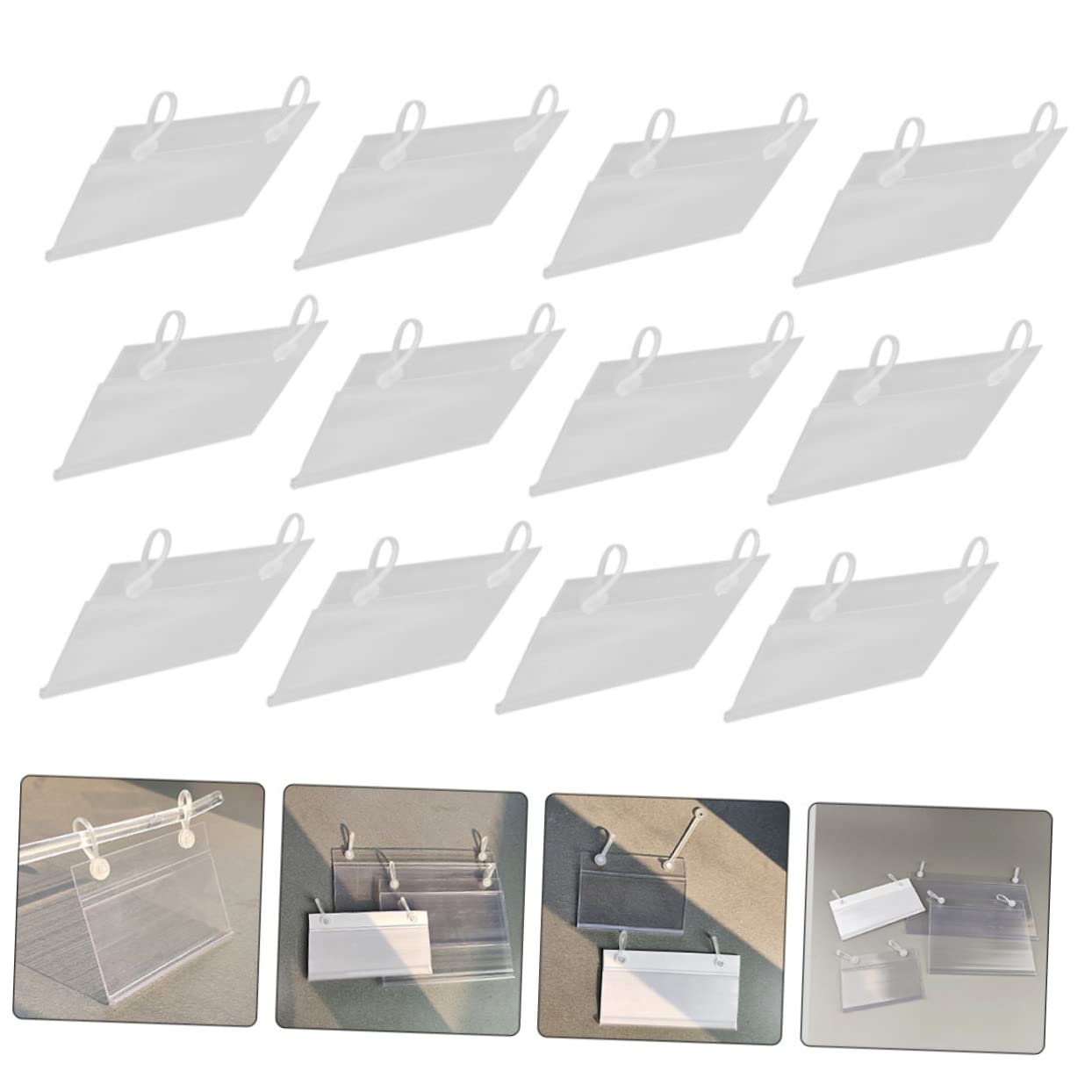 Porta Etichette Prezzi Negozio Design Semplice e Pratico per Esposizione e Visualizzazione Prezzi 40 Pezzi in Pvc Trasparente per Scaffali e Mercati