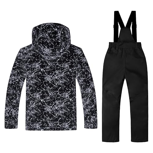 Image of kids snowsuit ski suit pants jacket waterproof snowbibs for boys girls raincoat