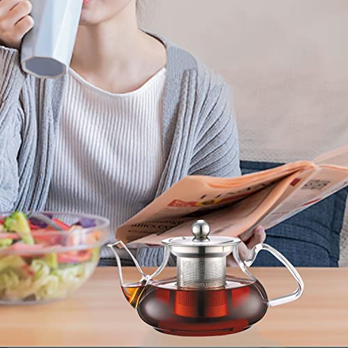 TOYO HOFU Tetera de cristal transparente de 28 onzas/800 ml con infusor extraíble de acero inoxidable para florecer té… - Imagen 6