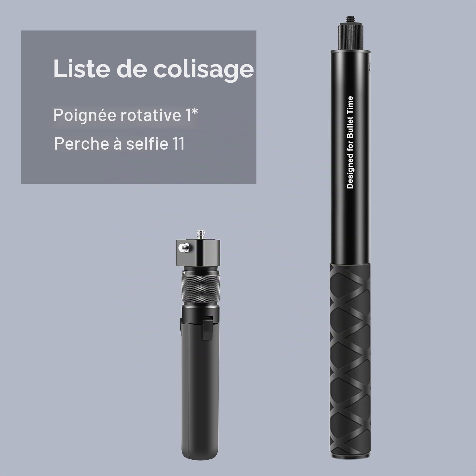 PULUZ Insta 360 Bullet Time Selfie Stick Kit pour Insta360 X3 X4 X5 ONE X2, Perche à selfie de 114 cm et mini trépied pour appareil photo avec double vis 1/4