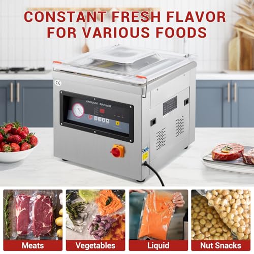 Image of Chamber Vacuum Sealer,Auto Seal,19.8 Cbm /h,900W,15.7 inch Sealing Width,Stainless Steel,Professional Food Vacuum Packaging Machine for Household and Commercial Use,For Food Preservation