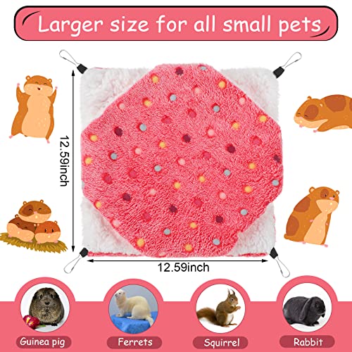 Image of BOAO 2 Pcs Guinea Pig Rat Hammock for Pet, Mint Green, Pink, Heart Pattern | Ferret Hamster Hanging Hammock, Guinea Pigs Accessories, for Small Animals Chinchilla Parrot Sugar Glider Ferret Squirrel