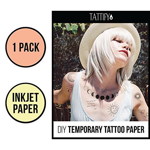 Tattify DIY Temporary Tattoo Paper 1 Sheet Pack For Inkjet Printers, Printable Long Lasting Custom Tattoos At Home, Sticker Transfer Sheets With Clear Instructions, Waterproof And Sweat Resistant