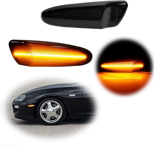 Lámpara LED ámbar de lente ahumada compatible con Toyota SUPRA MK.4 1997 1998 y Toyota Celica 2000-2005 Luz de marcador lateral de guardabarros de