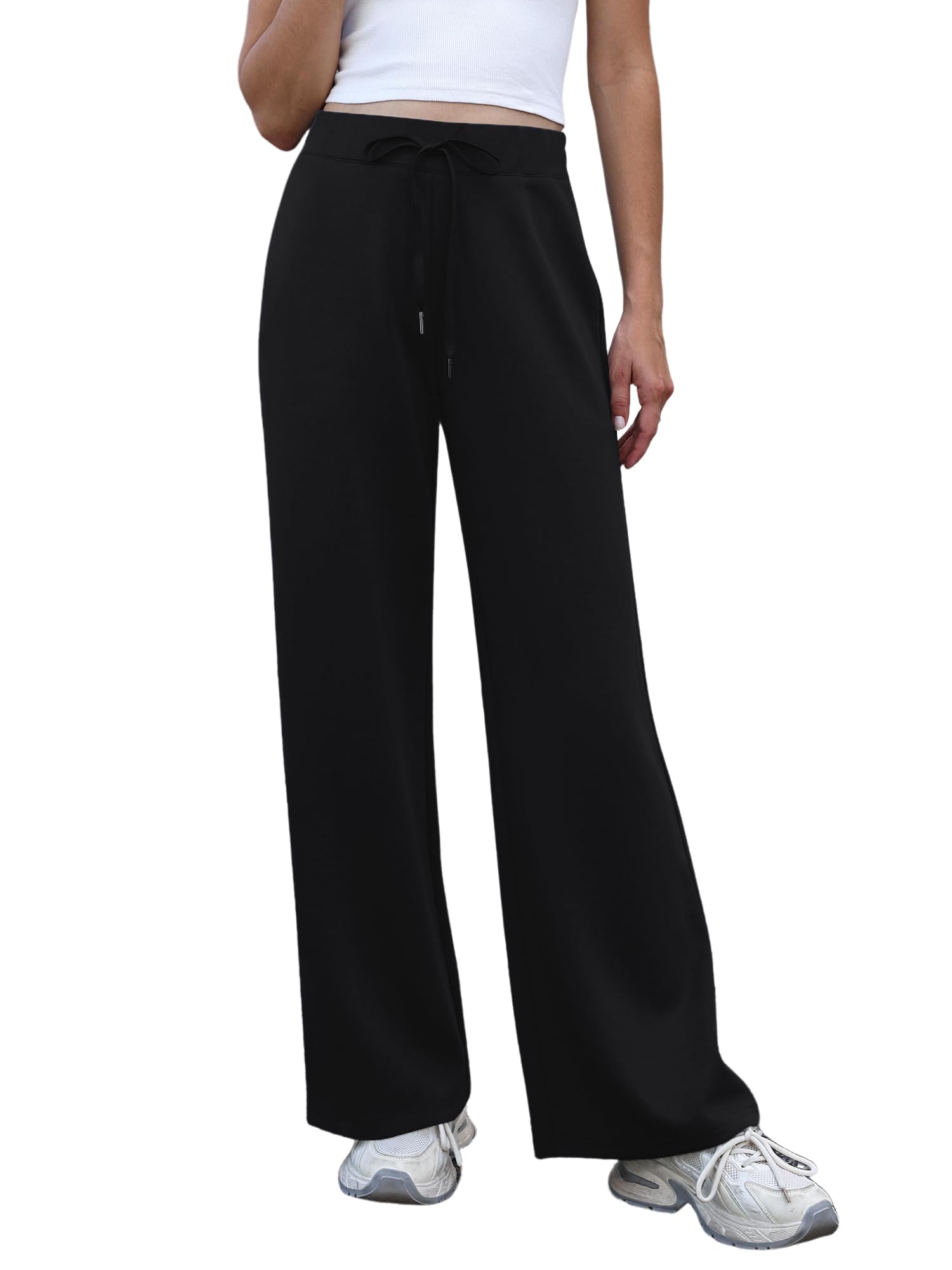 StylSense Jogginghose Damen Weites Bein Sporthose Hohe Taille Stretch Palazzo Hose Yogahose Freizeithose mit Kordelzug