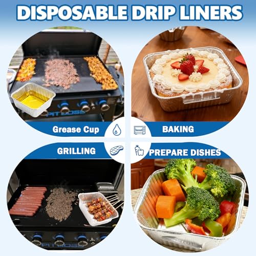 Image of SafBbcue Grease Catcher Cup with 10-Pack Aluminum Drip Pans Liners for Blue Rhino Razor GGC1643L GGC2241L GGC1643M Grill Parts, Pit Boss 2B 3B 4B Ultimate Griddle Catcher Grease Drip Pan