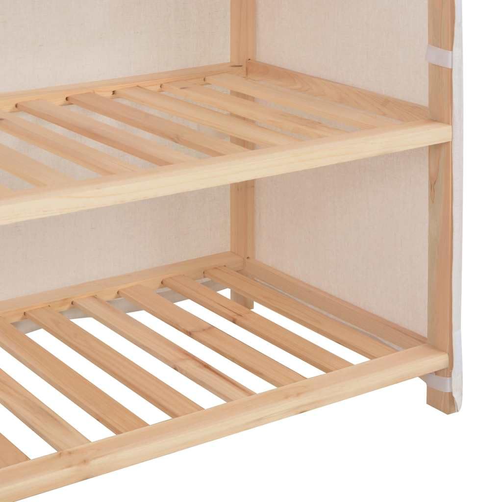 Schuhschrank mit Abdeckung Weiß, Stoff und massivem Tannenholz, 79 x 40 x 80 cm, 3 Ablagen, schmaler Schuhregal Organizer, platzsparend, staubdicht, für Flur und Diele