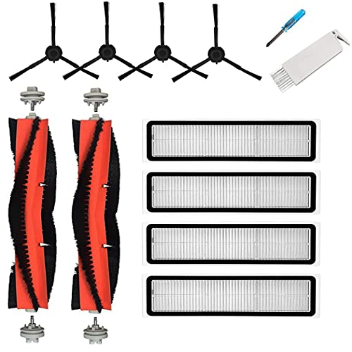 Chuancheng 12-teiliges Zubehör-Set für Dreame D9 D9 Max D9 Max Gen2 D9 Pro L10 Pro Staubsaugerteile 2 Hauptbürsten 4 Seitenbürsten 4 Filter 1 Reinigungsbürste 1 Schraubendreher (schwarz)