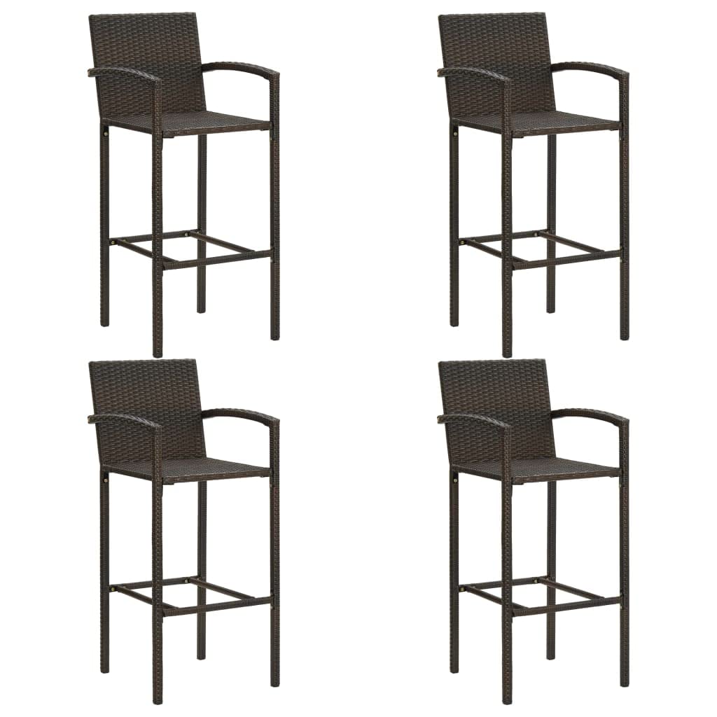 vidaXL Jeu de Bar de Jardin 5 pcs avec Accoudoirs Salon de Jardin Table et Tabourets de Bistrot Terrasse Patio Extérieur Résine Tressée Marron