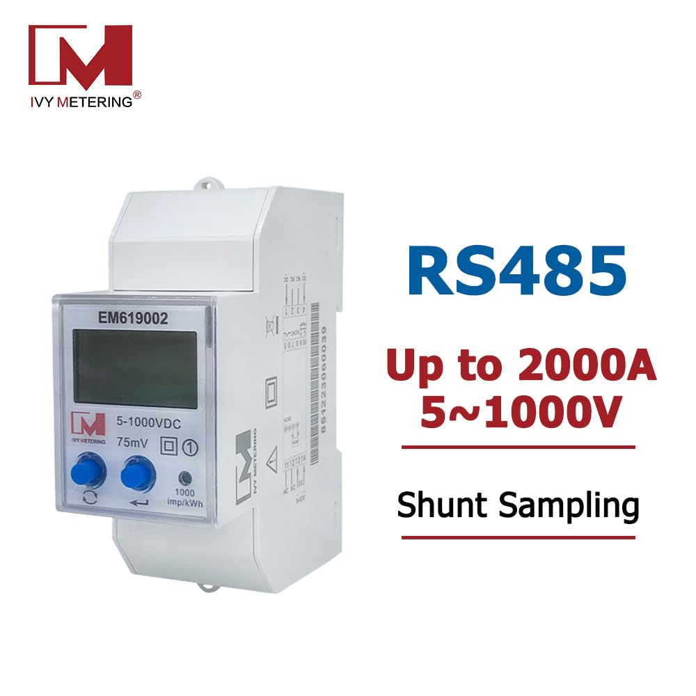 Ivy EM619002, jednofazowy miernik energii RS485 DLT645 i Modbus 2000 A, 1000 VDC, kWh, inteligentny miernik energii, z pulsomierzem i wyświetlaczem LCD