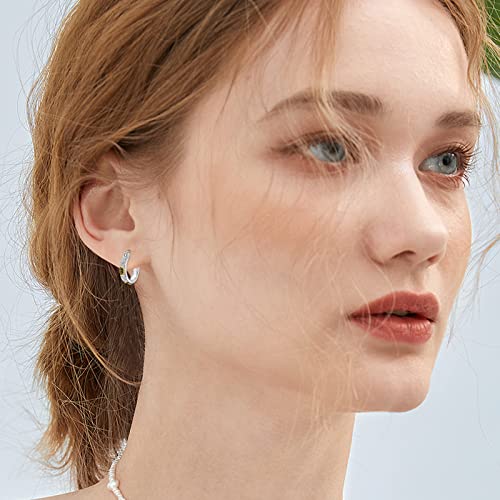 POPLYKE Sterling Silver Flower Hoops Earrings Small Huggie Earrings Jewelry Gift for Women3