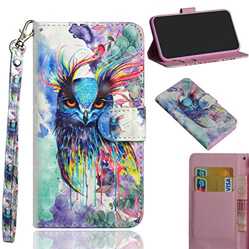 tinyue® Cubierta de Billetera de Cuero PU Color 3D Tapa abatible Funda, Patrón de búho Coloreado Funda, para ZTE Blade L5 Plus, A5