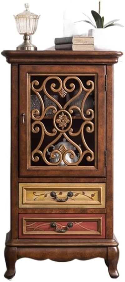 Entryway Cabinet Solid Wood Painted Sideboard Entrance Decorative Cabinet Living Room Retro Small Wine Cabinet Suitable for Home, Cafe, Bedroom Sideboard Storage Cabinet(B)