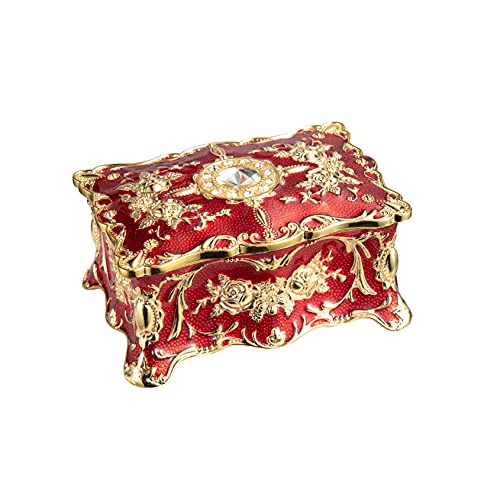 Feyarl small vintage red trinket jewelry box rings earr…
