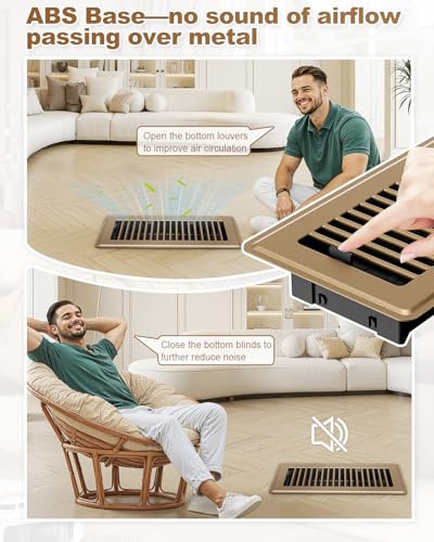 Image of 4 x 10 Floor Register, 8 Pack Brown Vent Covers for Home Floor, Heavy-Duty Steel Registers with Adjustable Airflow, Easy Installation, Rust-Resistant for Living Room, Bedroom and Bathroom