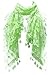LL Women Lace Scarf Jade Green Rose Triangle Shape Flower Tassel Fringe