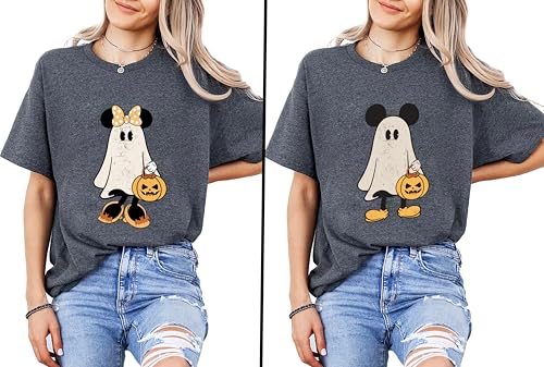 Retro M.ickey M.innie Halloween Couple Shirts, M.ickey Ghost Shirt, M.innie Ghost Shirt, Spooky Season Shirt, Halloween Trip Shirts